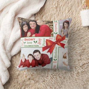 Weihnachten im Foto in verschiedenen Sprachen Kissen