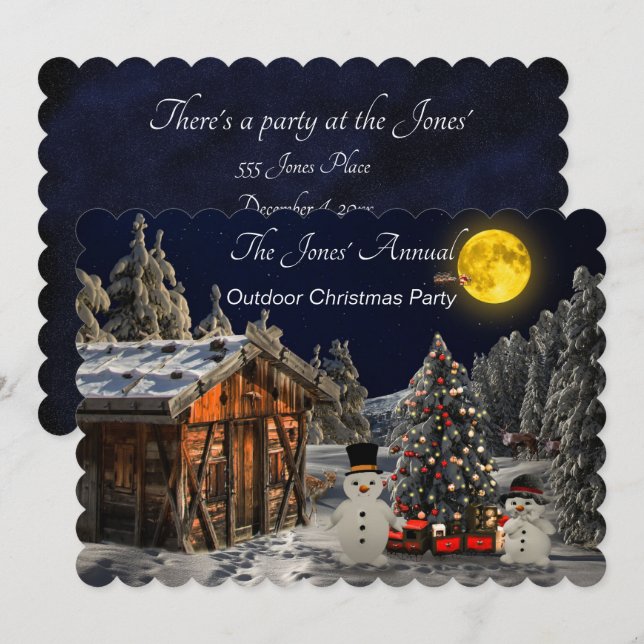 Weihnachten im Freien Party Zeit Einladung (Vorne/Hinten)
