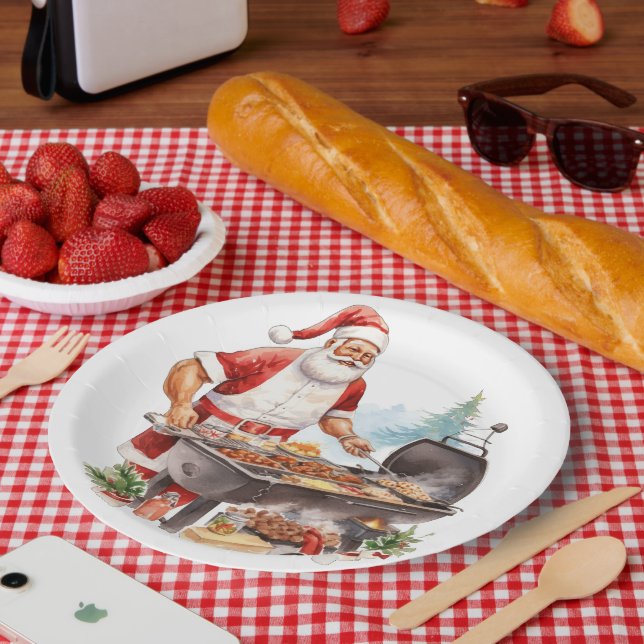 Weihnachten im Grill Pappteller (Picknick)