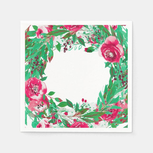 Weihnachten im Grünen Weihnachten Blume der Blumen Serviette (Vorderseite)