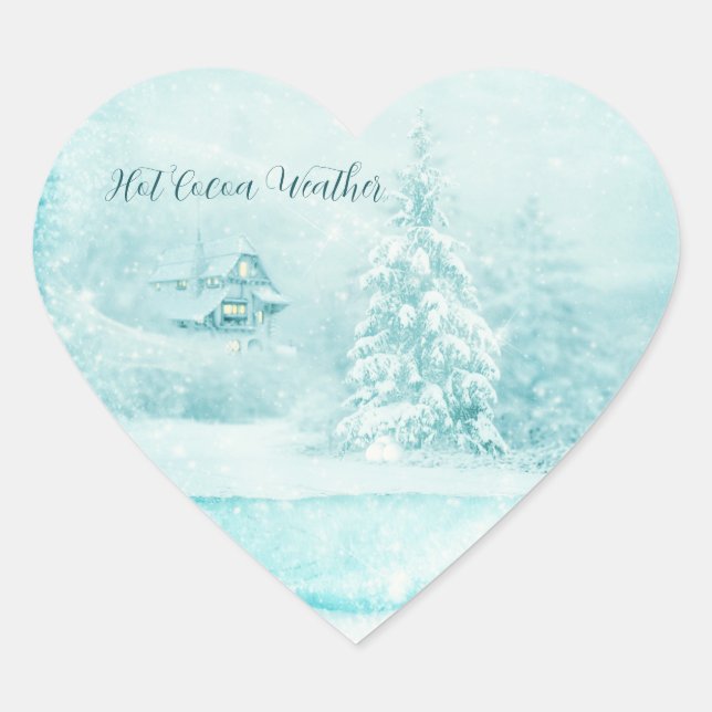 Weihnachten im heißen Kakaowetter schneien Herz-Aufkleber (Vorderseite)