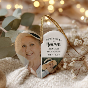 Weihnachten im Himmel 5-Foto-Collage Herz Gedenk Keramik Ornament