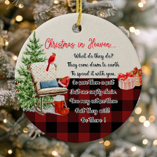 Weihnachten im Himmel Buffalo Plaid Foto Gedenkbil Keramik Ornament