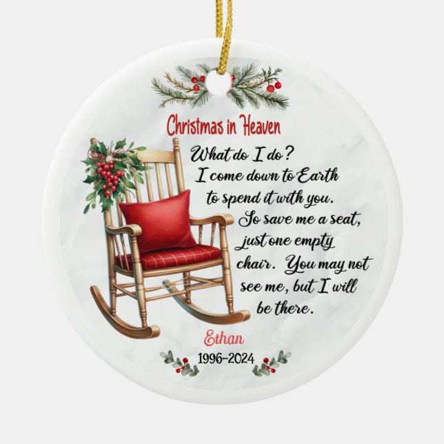 Weihnachten im Himmel Keramik Ornament (Vorne)