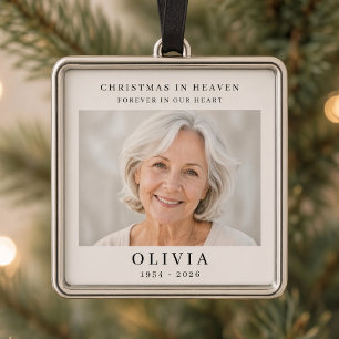 Weihnachten im Himmel Personalisiertes Gedenkfoto Ornament Aus Metall