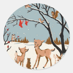 Weihnachten im Holz Runder Aufkleber