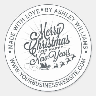 Weihnachten im Jahrgang mit Liebe Business Runder Aufkleber