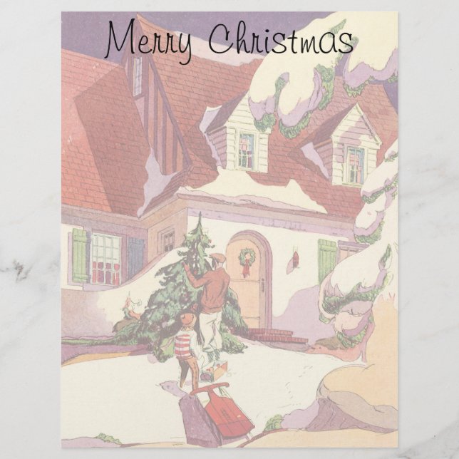 Weihnachten im Jahrtausend, Familienhaus im Schnee (Vorderseite)