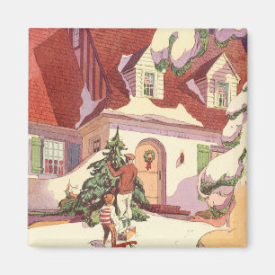 Weihnachten im Jahrtausend, Familienhaus im Schnee Magnet