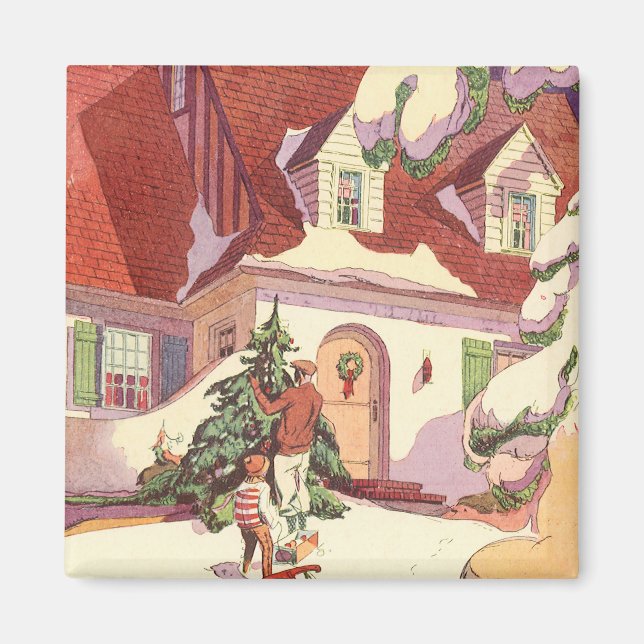 Weihnachten im Jahrtausend, Familienhaus im Schnee Magnet (Vorne)