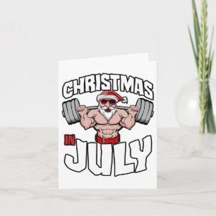 Weihnachten im Juli Bodybuilder Santa Beach Squat Karte