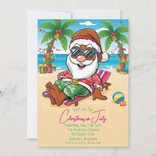 Weihnachten im Juli Braun Santa Party-Einladung Einladung