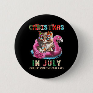 Weihnachten im Juli Chillin Cats Flamingo Float Me Button
