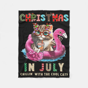 Weihnachten im Juli Chillin Cats Flamingo Float Me Fleecedecke