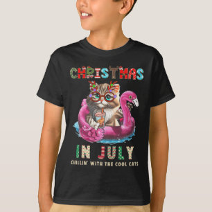 Weihnachten im Juli Chillin Cats Flamingo Float Me T-Shirt