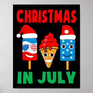 Weihnachten im Juli Eiscreme Pop in Weihnachtsmann Poster