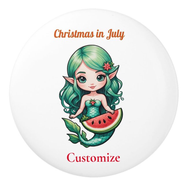 Weihnachten im Juli Elf Mermaid Thunder_Cove Keramikknauf (Vorderseite)