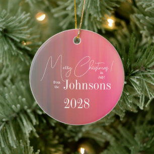 Weihnachten im Juli Familienname und Jahr Keramik Ornament