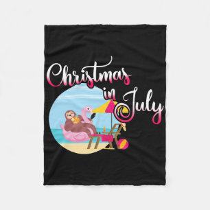 Weihnachten im Juli - Fauler Faultier auf Flamingo Fleecedecke