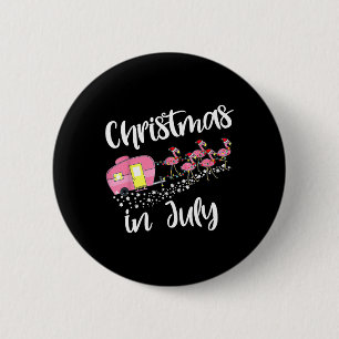 Weihnachten im Juli Flamingo Camping Camper Button