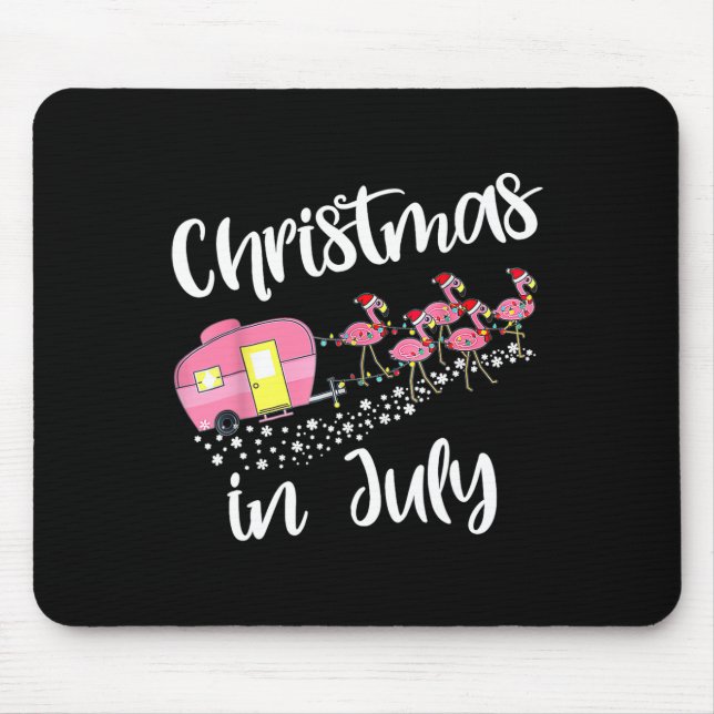 Weihnachten im Juli Flamingo Camping Camper  Mousepad (Vorne)