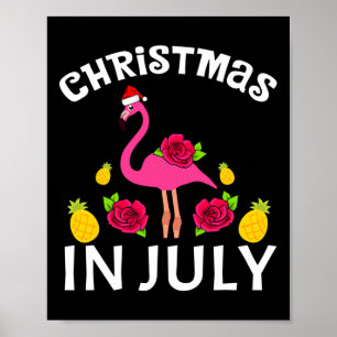Weihnachten im Juli Flamingo Hawaiianischer Sommer Poster