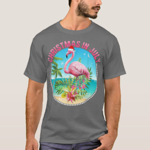 Weihnachten im Juli Flamingo in Weihnachtsmannmütz T-Shirt