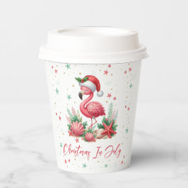 Weihnachten im Juli Flamingo Pappbecher
