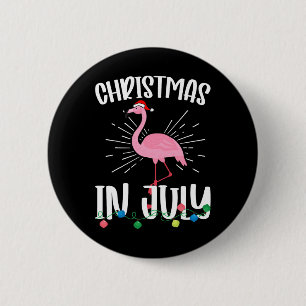 Weihnachten im Juli Flamingo Santa Hawaiian Sommer Button