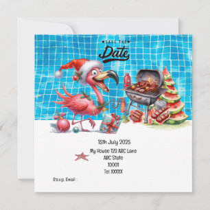Weihnachten im Juli Flamingo Save the Date Party Einladung