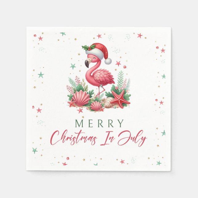 Weihnachten im Juli Flamingo Serviette (Vorderseite)