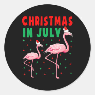 Weihnachten im Juli Flamingo-Shirts Rosa Flamingo Runder Aufkleber