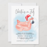 Weihnachten im Juli Flamingo Summer Pool Party Inv