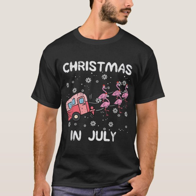 Weihnachten im Juli Flamingo Trailer Sommer Weihna T-Shirt (Vorderseite)
