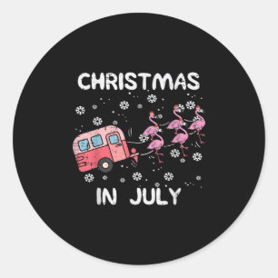 Weihnachten im Juli Flamingo Trailer Sommer Xmas C Runder Aufkleber