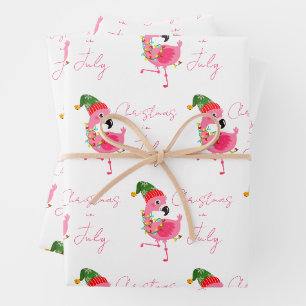 Weihnachten im Juli Flamingo Tropisch Geschenkpapier Set