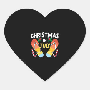 Weihnachten im Juli Flip Flops Funny Summer Tropic Herz-Aufkleber