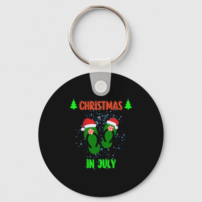 Weihnachten im Juli Flip Flops Sommer mit santa Va Schlüsselanhänger (Vorderseite)