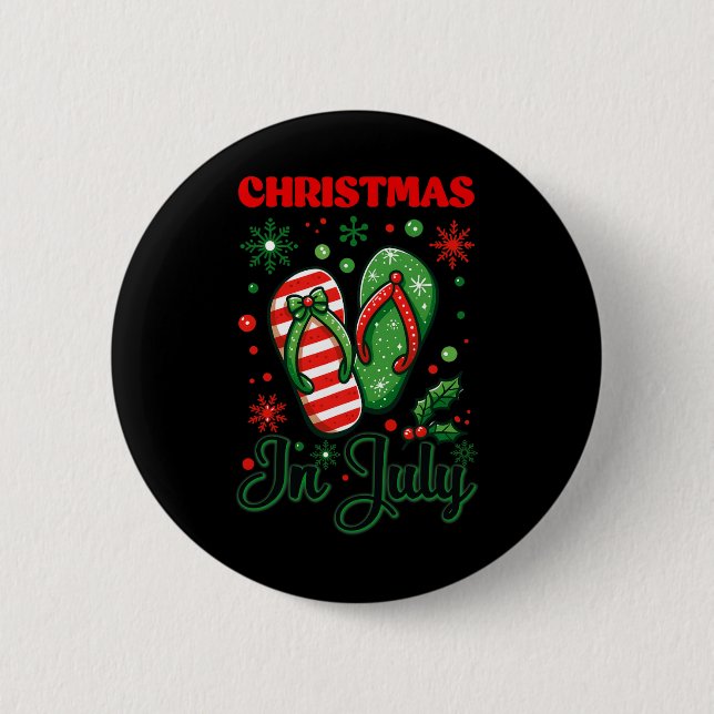 Weihnachten im Juli Flip Flops Xmas Flip Flops Som Button (Vorderseite)