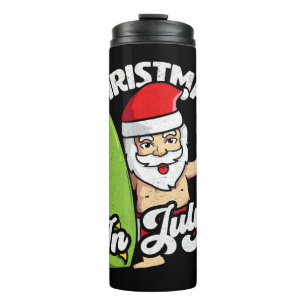 Weihnachten im Juli Funny Santa Claus Grafik Thermosbecher