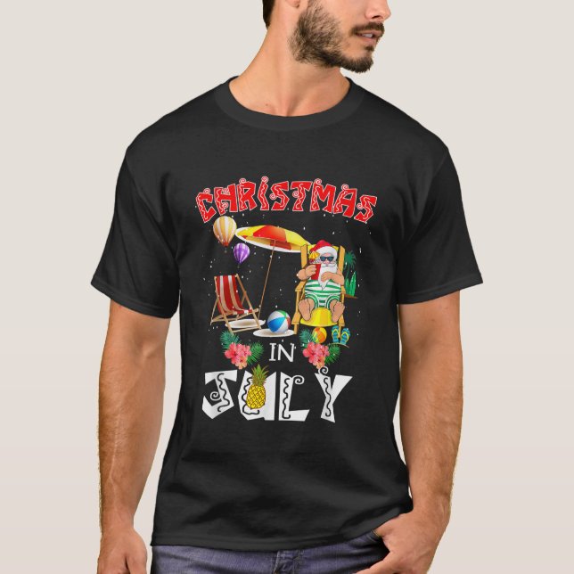 Weihnachten im Juli Funny Santa Hawaiian Summer Ce T-Shirt (Vorderseite)