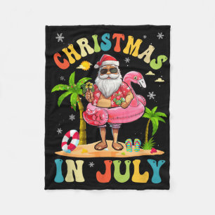 Weihnachten im Juli Funny Santa Summer Beach Vacat Fleecedecke