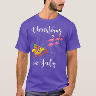 Weihnachten im Juli Funny Sleigh Flamingos Frauen T-Shirt