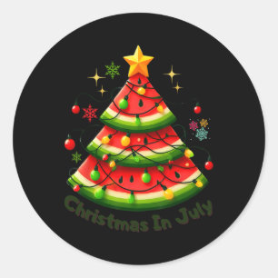 Weihnachten im Juli Funny Watermelon Weihnachten S Runder Aufkleber