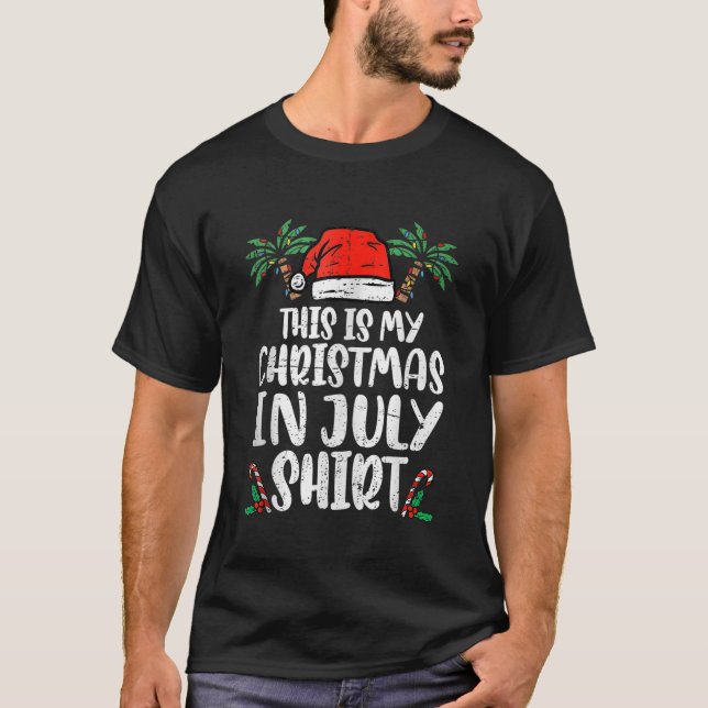 Weihnachten im Juli Funny Weihnachtsmannmütze Summ T-Shirt (Vorderseite)