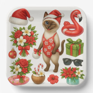 Weihnachten im Juli für Cat Lovers Pool Party Pappteller