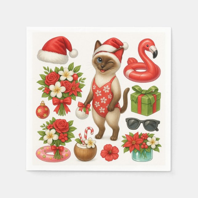 Weihnachten im Juli für Cat Lovers Pool Party Serviette (Vorderseite)