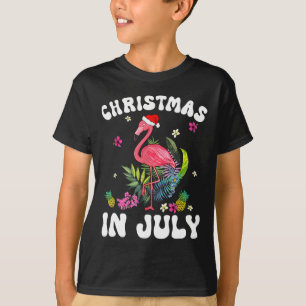 Weihnachten im Juli für Frauen Rosa Flamingo Rosa T-Shirt