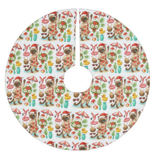 Weihnachten im Juli für Katzenliebhaber Polyester Weihnachtsbaumdecke