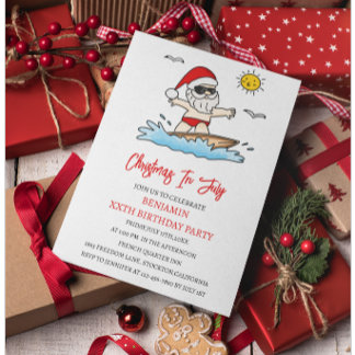 Weihnachten im Juli Geburtstagsparty Einladung